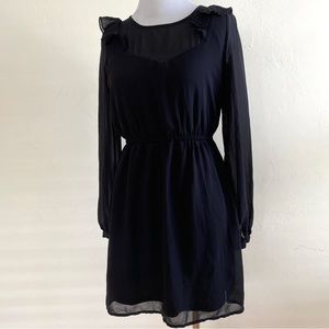 FOREVER 21 BLACK DRESS LONG SLEEVE SEMI SHEER SMALL